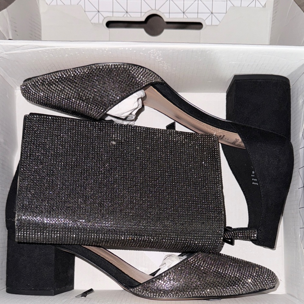 Call It Spring Black and Silver Heels